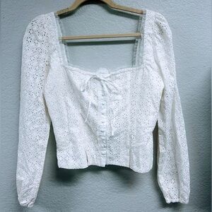 NWT! Joie white eyelet peasant corset designer Brand Top. Size S.